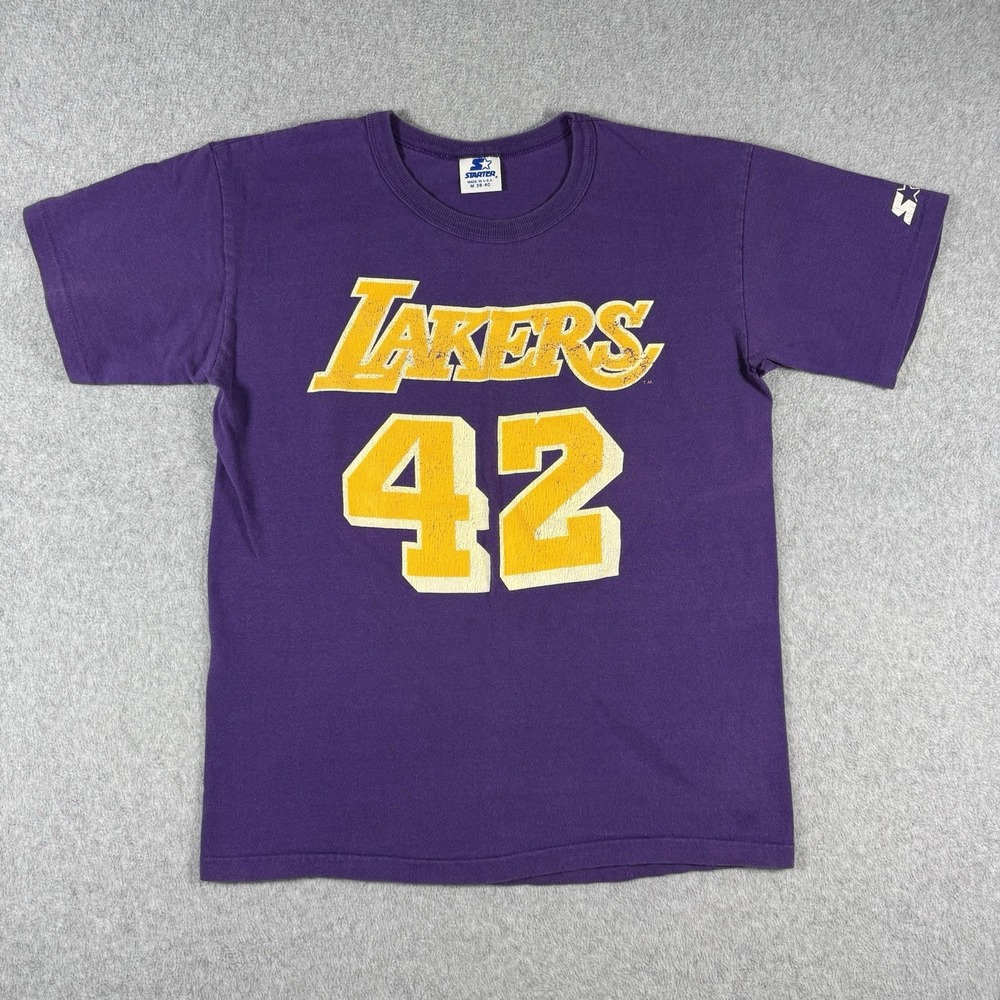 Vintage Starter Lakers James Worthy 42 Purple T Shirt USA Made Size M